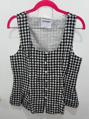 OLD NAVY BUTTON-DOWN LINEN SWING TOP